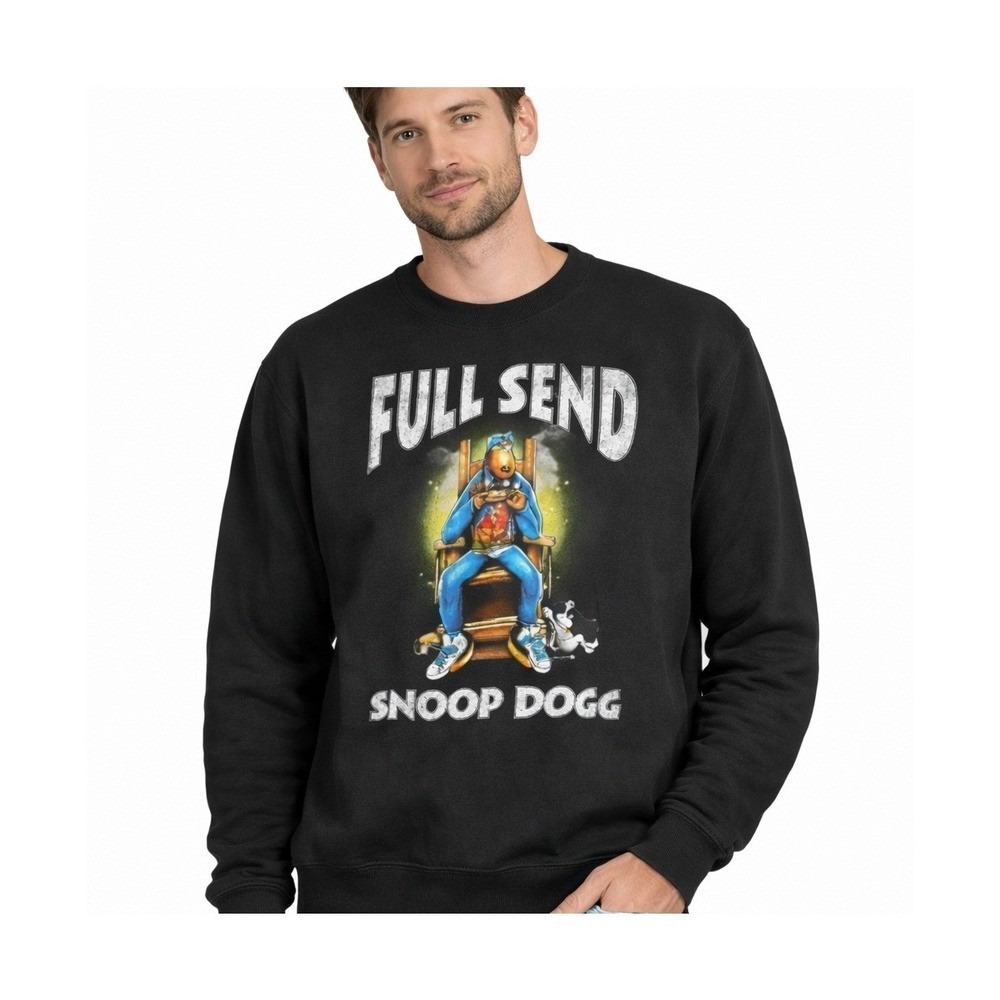 Full Send Snoop Dogg Electric Chair Sweatshirt Mens Med Black Crewneck Pullover